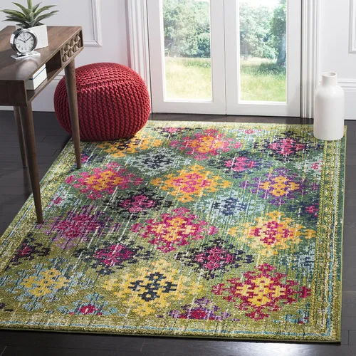 Miniatura 6 de SAFAVIEH Monaco Collection - Alfombra para pasillo, 2.2 x 6 pies, diseño bohemio de enrejado de diamantes, no desprende pelusa y de fácil cuidado