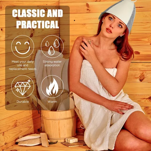 Miniatura 3 de Jiuguva Sombreros de sauna de lana, sombreros rusos para sauna, sombreros de sauna para mujeres, accesorios de ducha de sauna