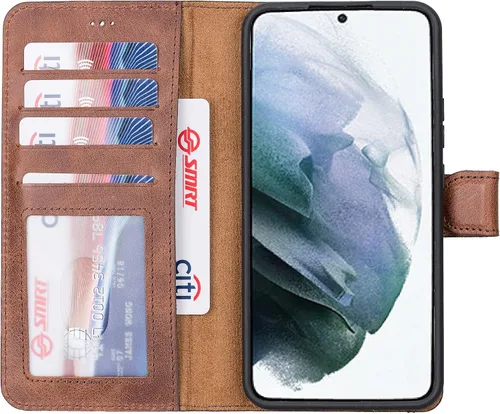 Miniatura 13 de HARDISTON Funda de piel compatible con Samsung Galaxy S22 Ultra – Funda magnética fuerte desmontable hecha a mano con tarjeteros y soporte, Negro