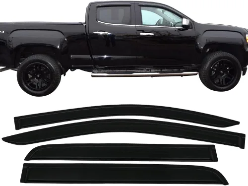 Miniatura 2 de IKON MOTORSPORTS, 2016 2017 - Visera de ventana compatible con Chevy Colorado GMC Canyon 2015-2022, estilo delgado, teñido de humo, 4 piezas