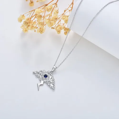 Miniatura 5 de PROESS Regalos de Navidad, collar con dije de amuleto de plata de ley con dije de mal de ojo, estrella de David, collar con dije de amuleto