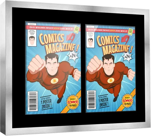 Miniatura 12 de Poster Palooza Marco de cómic con paspartú para 1 cómic de la Edad de Bronce publicado entre 1970 y 1985, marco de cómic negro para cómic de 7.25 x