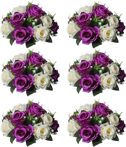 Miniatura 16 de Sziqiqi - 2 flores artificiales, flores de seda, 15 tallos para centros de mesa de flores o arreglos colgantes. Blanco puro