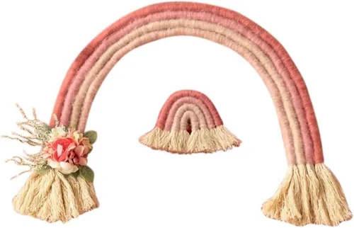 Miniatura 10 de Accesorio de fotografía para bebé recién nacido, decoración para colgar en la pared, decoración bohemia macramé arco iris para colgar en la pared