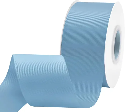 Miniatura 220 de Cinta de grogrén azul real de 1 pulgada x 50 yardas, cinta azul real para envolver, corona, baby shower y otros proyectos 2-Azul real
