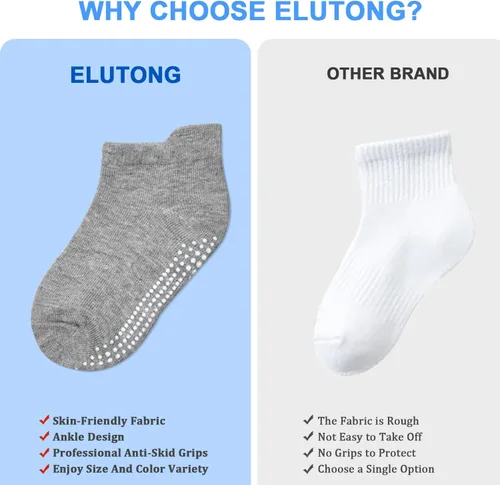 Miniatura 7 de ELUTONG - Calcetines antideslizantes para niños pequeños, paquete de 12 pares, calcetines de tobillo con agarre para bebés, niños y niñas de 0 a 7
