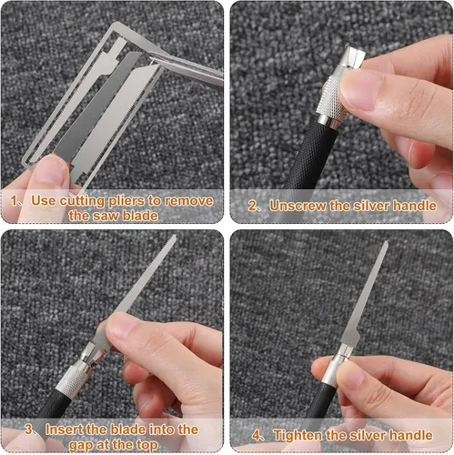 Miniatura 3 de Mini Sierra de Mano Modelo Craft Blade Herramientas Juego de 2 Asas con 12 Cuchillas Artesanales Modelo Herramienta Hobby para Cortar Piezas