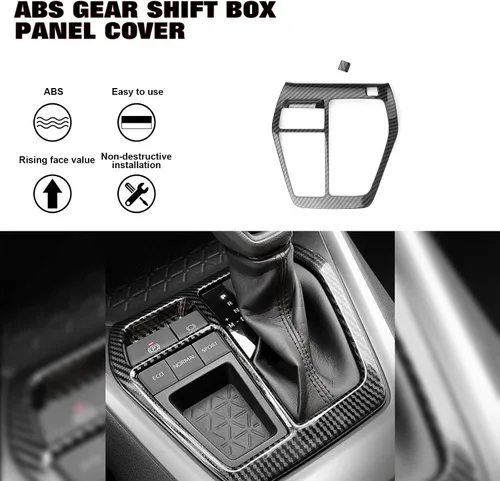 Miniatura 5 de x xotic tech Cubierta interior de caja de transmisión de caja de cambios de la consola central del automóvil, patrón de fibra de carbono ABS