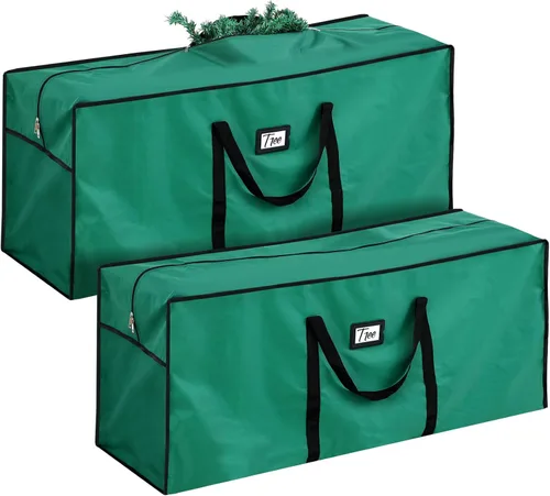 Paterr Paquete de 2 bolsas de almacenamiento para árbol de Navidad de 7.5 pies, Oxford 600D resistente al agua para árbol de Navidad artificial,