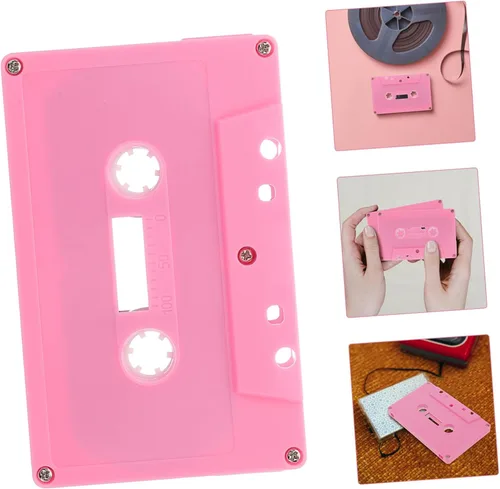 Miniatura 7 de Cintas de casete en blanco rosa para decoraciones de fiesta de los años 80 y 90, 2 casetes de audio decorativos retro para centros de mesa de música