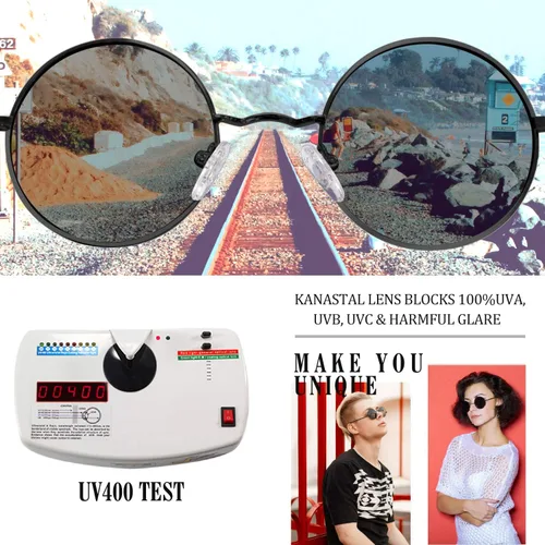 Miniatura 24 de KANASTAL Gafas de sol redondas polarizadas para mujeres y hombres, estilo hippie con protección UV400
