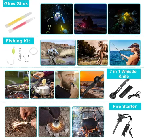 Miniatura 4 de Survival Gear - Kit profesional y mochila grande para campamento, kit de primeros auxilios para aventura al aire libre, accesorios de senderismo