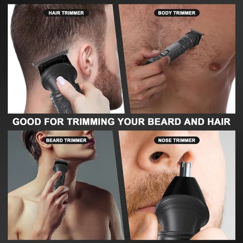 Miniatura 3 de Kit profesional 3 en 1 de recortadora de barba y cortadora de pelo para hombres, afeitadora eléctrica para la cabeza, cara, cuerpo, nariz y oídos