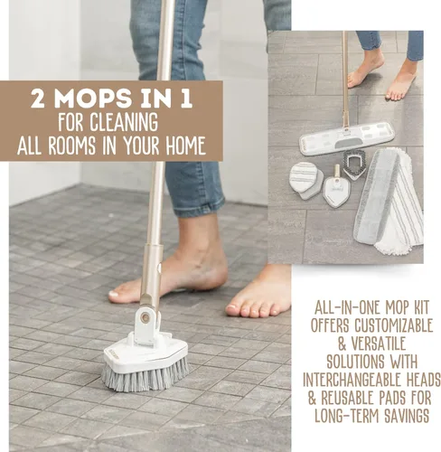 Miniatura 5 de Quick Shine Ultimate Gold Clean + Polish Mop Kit Kit de 10 piezas todo en uno con accesorios intercambiables Pulidor de piso incluido No