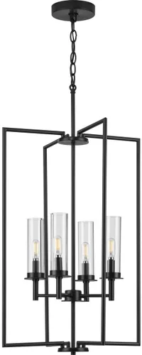 Miniatura 4 de Kellwyn Collection - Lámpara colgante de 4 luces de cristal transparente negro mate