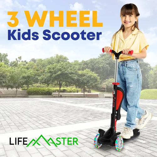 Miniatura 7 de Scooter de 3 ruedas para niños con asiento plegable, altura ajustable del manubrio, juguete de paseo inclinado para conducir para niños a partir