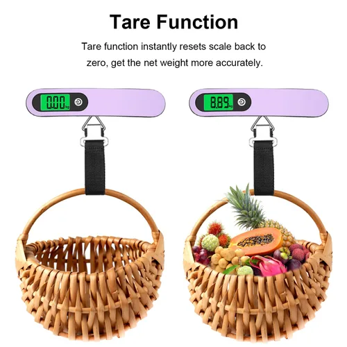 Miniatura 6 de Raabiko Báscula digital de equipaje (paquete de 2), báscula digital de equipaje de mano con capacidad de 110 libras, batería incluida, lavanda