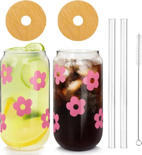 Miniatura 16 de Mason Life Vasos de Café Helado, Tazas de San Valentín Regalos para Ella Mujeres 18 OZ Taza de Corazones Vaso de Cerveza, Vasos para Beber en Pareja