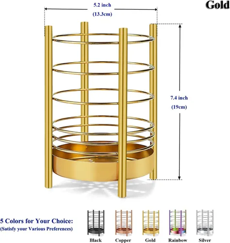 Miniatura 2 de Soporte dorado para utensilios de cocina para encimera de cocina, utensilios de acero inoxidable, revestimiento de titanio dorado, organizador de 3.