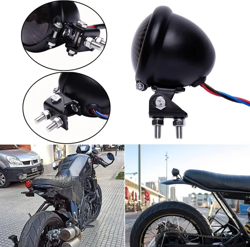 Miniatura 3 de Rich Choices - Faro trasero LED para motocicleta, luces de freno, lámpara de parada para Cafe Racer, Chopper, Bobber, personalizada Humo
