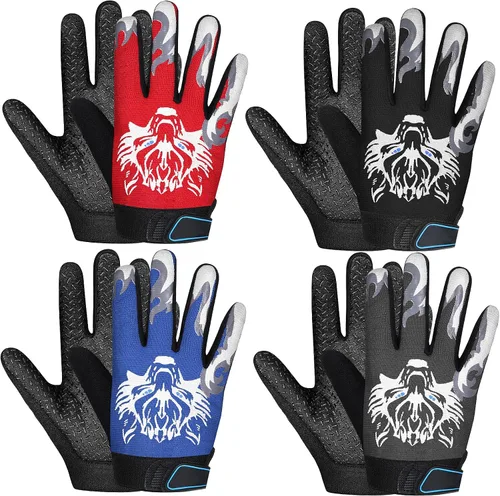 Miniatura 8 de 4 pares de guantes de ciclismo para niños y niñas y jóvenes guantes de bicicleta de montaña guantes deportivos cálidos para niños guantes de pesca