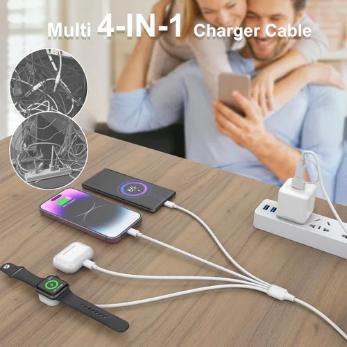 Miniatura 3 de Cable de carga universal 6 en 1 de viaje, cargador USB A/tipo C iWatch+Lightning*2+adaptador de cable tipo C Combo para Smart Watch Series