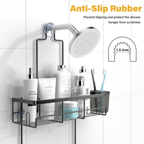 Miniatura 2 de AKTECKE Organizador de baño colgante para ducha: estante a prueba de óxido para ducha interior, sin estantes de perforación sobre el cabezal