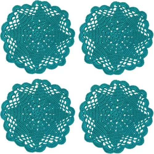 Miniatura 10 de Juego de 2 manteles individuales de encaje con diseño de flores huecas de ganchillo, manteles individuales de encaje para taza de té, aniversario