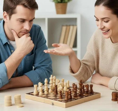 Miniatura 4 de Sumind Juego de 80 piezas de ajedrez de madera 2 en 1 hecho a mano con bolsa de almacenamiento con cordón, juego de ajedrez de madera, accesorios