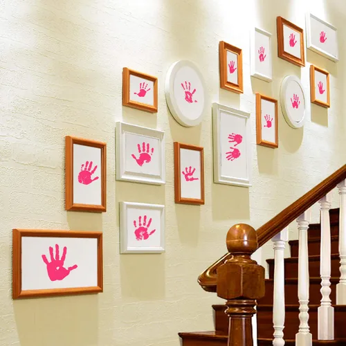 Miniatura 7 de Almohadilla de tinta, 5 x 4 pulgadas, lavable, no tóxica, almohadilla para sello de huellas de bebé, color rosa Rosado