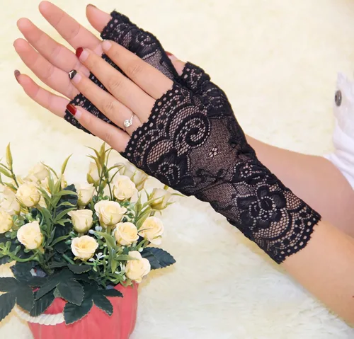 Miniatura 6 de Papoopy Guantes de encaje blanco para mujer, para bodas, fiestas de té, cosplay, disfraces