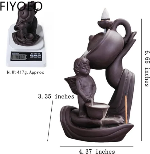 Miniatura 6 de Buddha Hand Series - Quemador de incienso de reflujo para interiores, ahumado, cascada, quemador de incienso creativo de cerámica (niño)