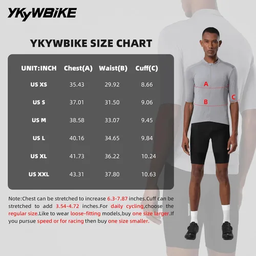 Miniatura 6 de YKYWBIKE Cycling Jersey Men Aero Race Fit, Road Bike Jersey Short Sleeved Moisture Wicking, Breathable,Zip Pocket,UPF50