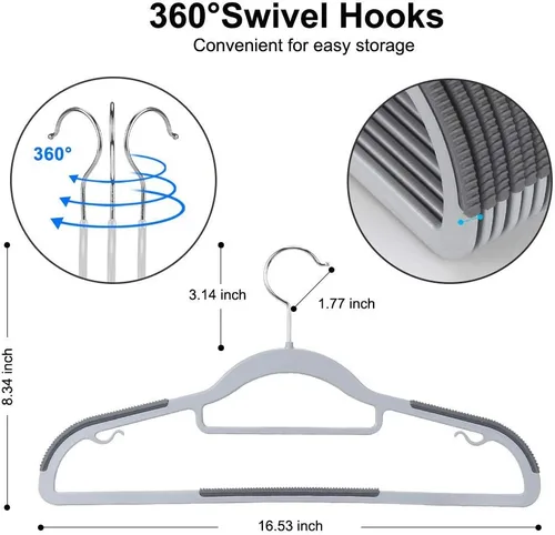 Miniatura 3 de OIKA Perchas de plástico, paquete de 30 perchas para ropa, súper delgadas, antideslizantes, resistentes para armarios, apartamentos, dormitorios