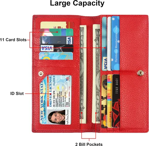 Miniatura 3 de Lavemi Ultra Slim Thin Leather RFID Blocking Bifold Credit Card Holder Wallets for Women