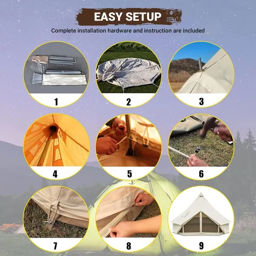 Miniatura 4 de KingCamp Canvas Bell Yurt Tents, 4 Seasons Large Waterproof & Windproof Luxury Glamping Tent w/Stove Jack for Family Outdoor Camping, Hunting