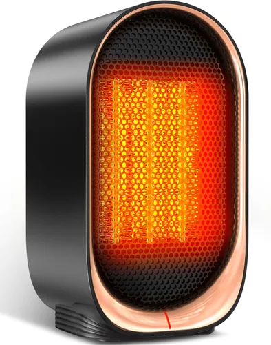 Miniatura 7 de Calentador de espacio, calentador portátil para uso en interiores, calentadores eléctricos pequeños con protección contra sobrecalentamiento y Negro