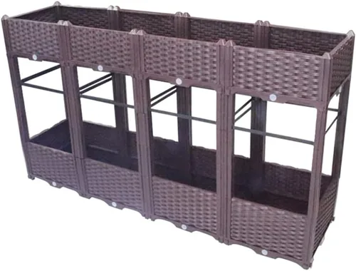 Miniatura 56 de BAOYOUNI - Juego de jardinera cuadrado para jardín elevado, maceta de plástico, caja de cultivo para verduras, hierbas, flores y plantas suculentas