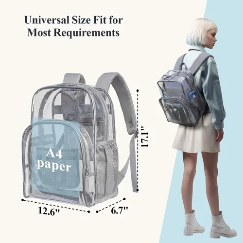 Miniatura 3 de PACKISM Mochila transparente resistente, para estudiantes, escuela