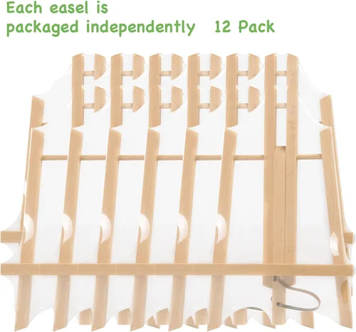 Miniatura 6 de Paquete de 12 caballetes de mesa de madera para pintar y exhibir, soporte de trípode portátil de 11.8 pulgadas para lienzo de 8 x 10 y 11 x 14