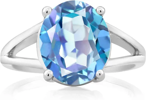 Miniatura 109 de Gem Stone King Anillo solitario con piedra preciosa de 3.00-7.00 quilates Plata de ley 925 Ovalado de 0.47 x 0.49 pulgadas Anillo