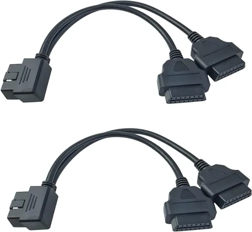 Miniatura 7 de OBD2 Divisor de ángulo recto Y Cable Divisor macho a 2 Cable de extensión hembra 11.8 in/12