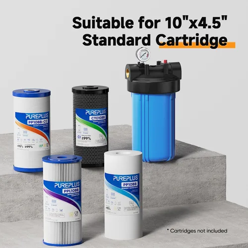 Miniatura 6 de PUREPLUS Carcasa de filtro de agua para toda la casa, carcasa universal de cartucho de sedimentos de 10 "x4.5", sistema de prefiltración