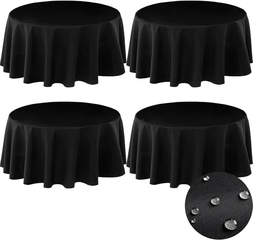 Miniatura 31 de BYDOLL Mantel redondo de 48 pulgadas para la parte superior de un máximo de 38 pulgadas de diámetro, color beige, lavable, al aire libre, resistente