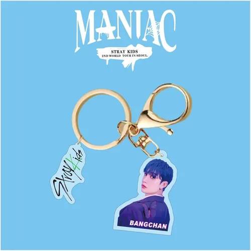 Miniatura 3 de HAIHUANG Stray Kids - Nuevo álbum MANIAC 8 postales 1 llavero acrílico dorado MANIAC Kpop Merch Set de regalo para colección de fans D208 BangChan