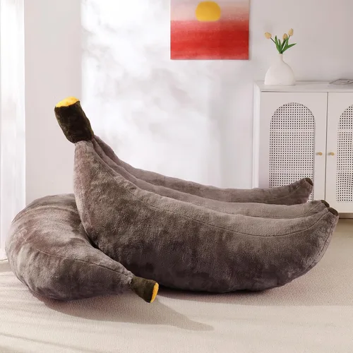 Miniatura 7 de Sofá de frijoles con otomana IEVENW en forma de banana, sofá de piso con reposapiés, cómodo sofá cama convertible para adultos, sofá de felpa