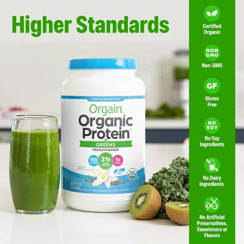 Miniatura 3 de Orgain Proteína vegana orgánica en polvo + verduras, vainilla – 0.74 oz de proteína a base de plantas, 0.16 oz de fibra prebiótica para la salud
