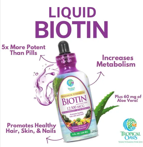 Miniatura 7 de Gotas Líquidas de Biotina de Fuerza Máxima con 12,500 MCG – Las Mejores Vitaminas para el Crecimiento Rápido del Cabello, Reducción de la Pérdida