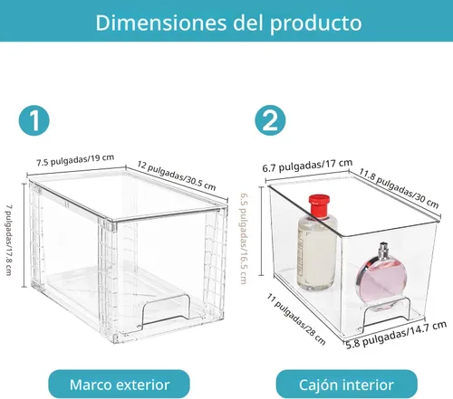 Miniatura 3 de Vtopmart Paquete de 4 cajones grandes apilables de almacenamiento, fácil de montar, organizadores de acrílico para debajo del fregadero del baño