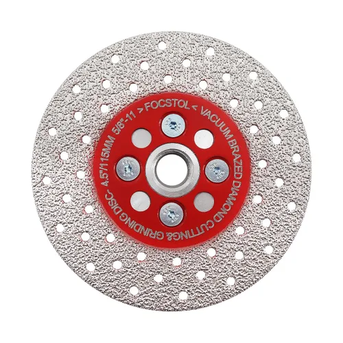 FOCSTOL Disco de molienda de corte de diamante, hoja de diamante soldada al vacío de doble cara de 4.5 pulgadas (4.528 in) para granito, mármol,